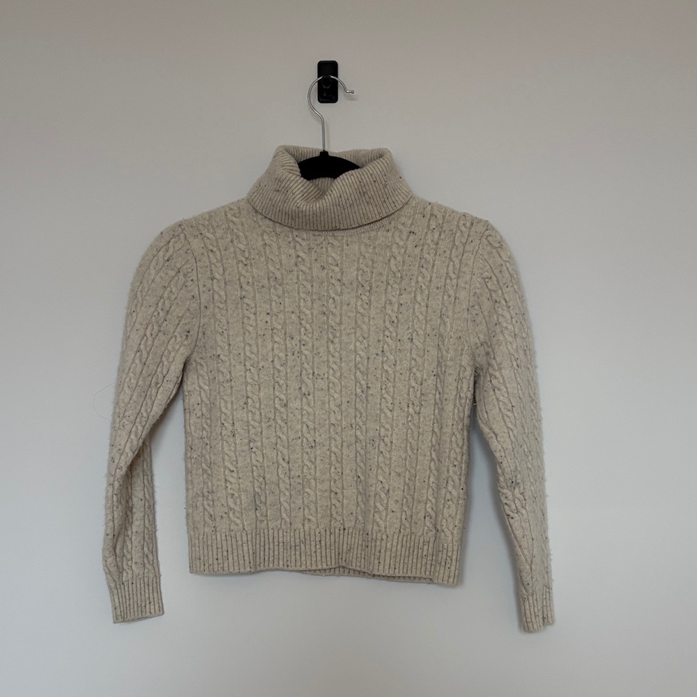 TNA Cream Cable Knit Turtleneck Sweater